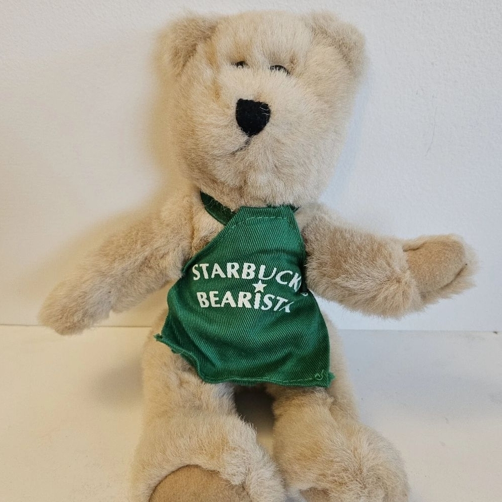 Starbucks Barista Bear Plush Green Apron 1997 10" First Edition No Tag Vtg